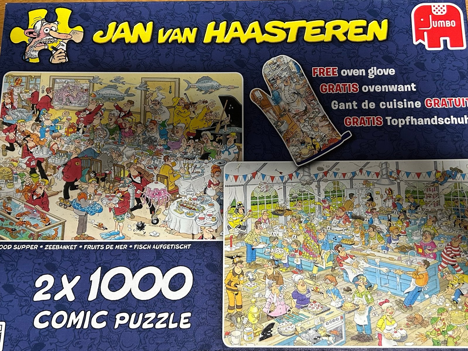 Jan van Haasteren 2x1000 puzzel: Taarten Toernooi & Zeebanke, Ophalen of Verzenden, 500 t/m 1500 stukjes, Nieuw, Legpuzzel