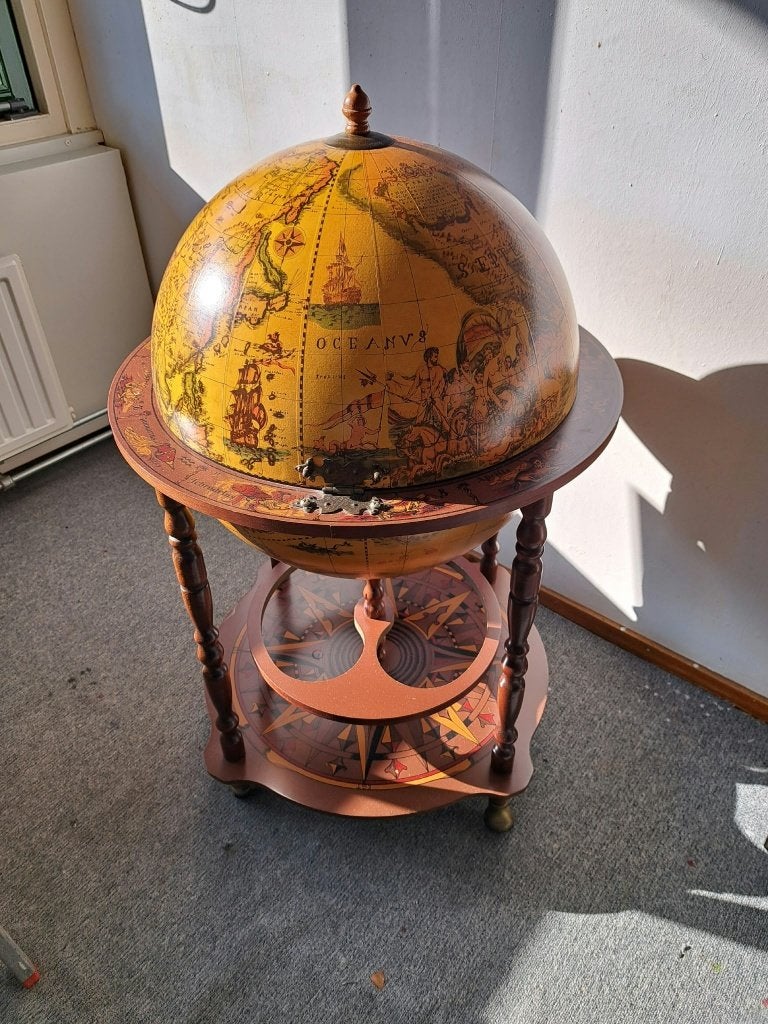 Vintage Globe Bar voor Wijn of Drank - Wereldbol Globebar, Huis en Inrichting, Ophalen of Verzenden, Globebar, Hout, Gebruikt