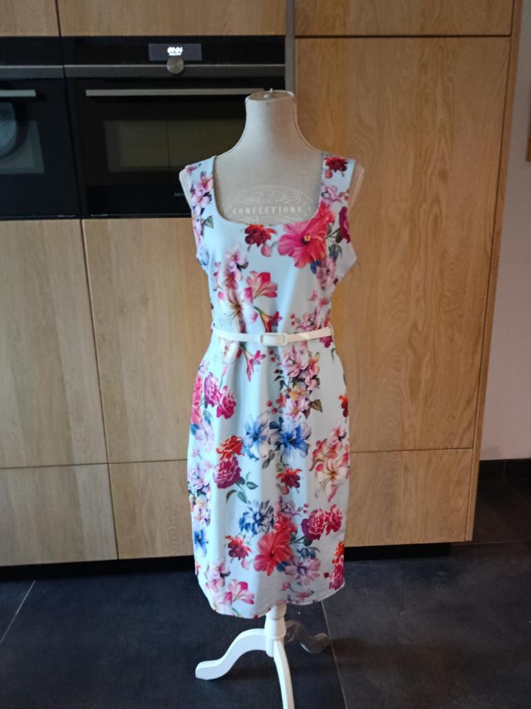 Collectif jurk maat XL met  ceintuur, Kleding | Dames, Jurken, Blauw, Maat 46/48 (XL) of groter, Ophalen of Verzenden, Boven de knie