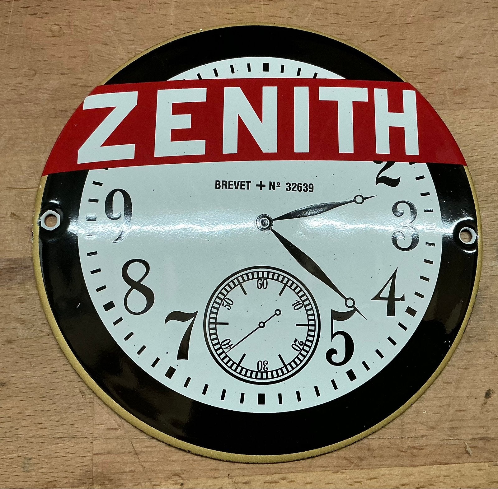 Emaille deurpostje ZENITH uurwerken, Antiek en Kunst, Ophalen of Verzenden