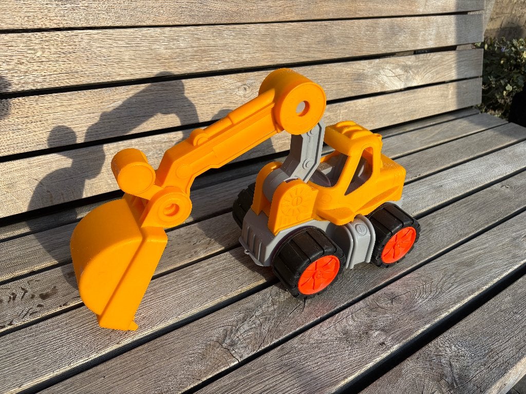 Grote gele graafmachine voor in de zandbak, Ophalen, Zo goed als nieuw
