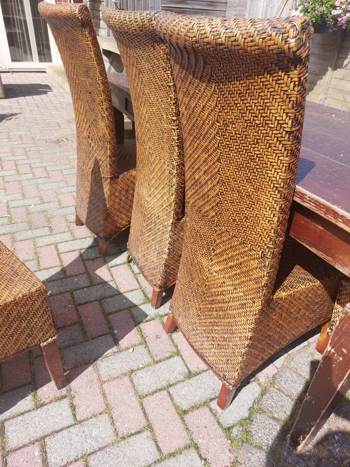 gratis 6 stoelen bamboe, Huis en Inrichting, Ophalen, Gebruikt, Bruin