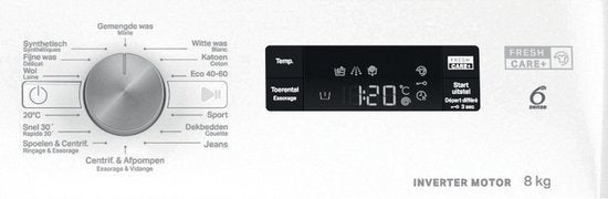 Whirlpool wasmachine FFS 8469 BV BE - 8 kg - Wit, Whirlpool Nederland B.V., 1200 tot 1600 toeren, Minder dan 85 cm, Koningin Wilhelminaplein 14 1062 HH Amsterdam
