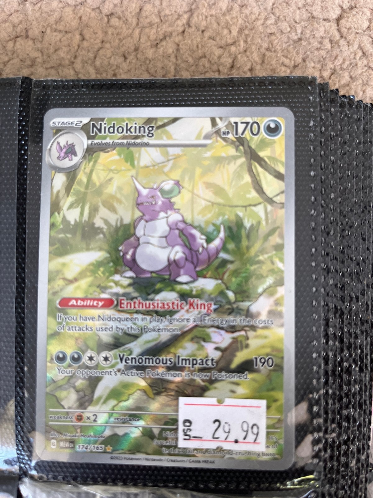 Nidoking Pokémon Kaart - Nieuwstaat, Ophalen of Verzenden, Zo goed als nieuw, Losse kaart