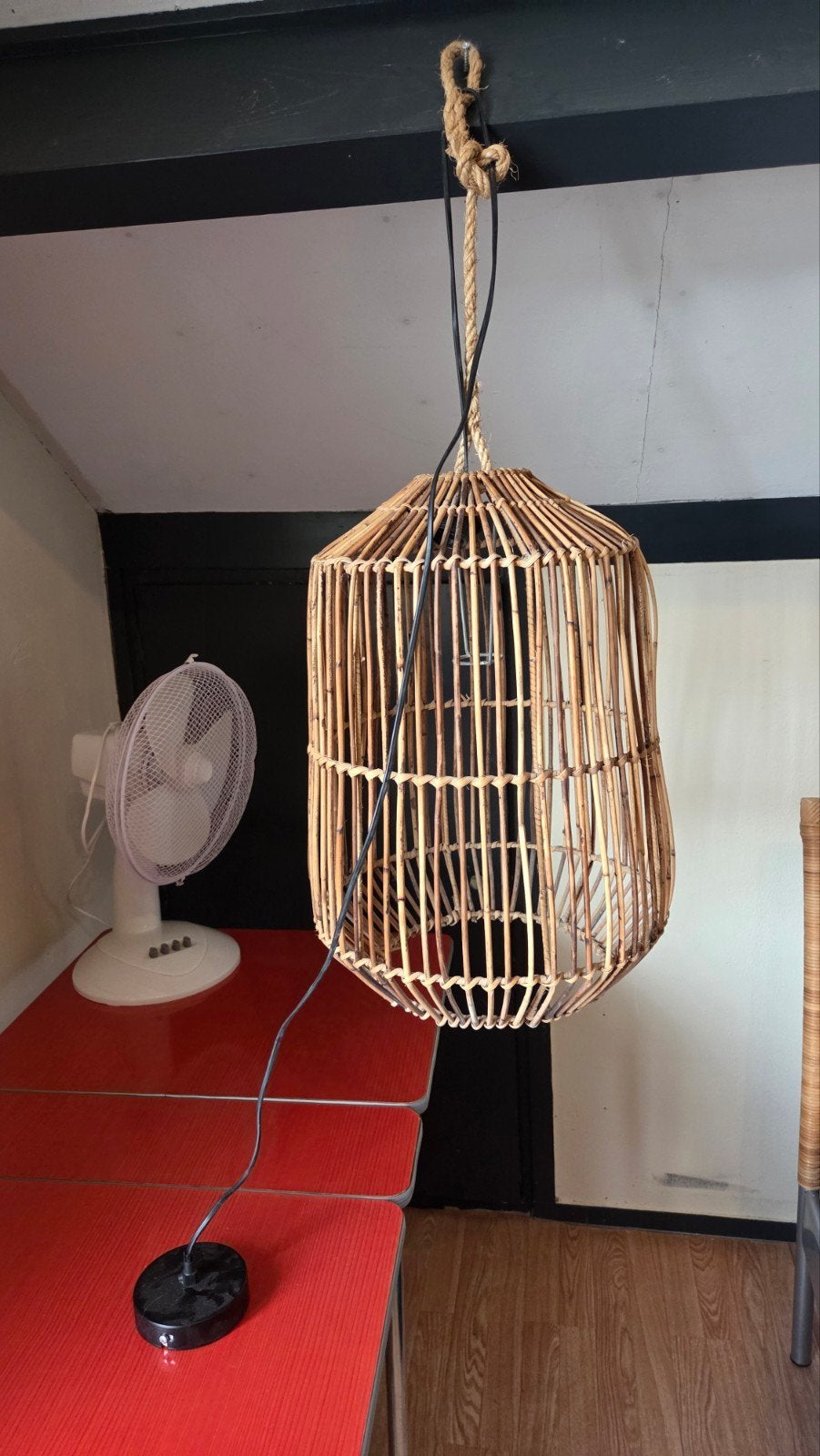 Rotan hanglamp - Bohemian stijl, Huis en Inrichting, Ophalen, Natuurlijk materiaal, Bohemian, E27 (groot)