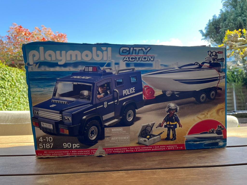 Playmobil 5187 set politie met boot incl. Motor, Ophalen of Verzenden