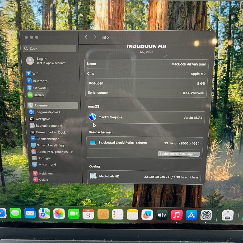 Apple Macbook Air | M2 | 8GB | 256GB | 13" | 414186, Gebruikt, 256 GB, Qwerty, 8 GB