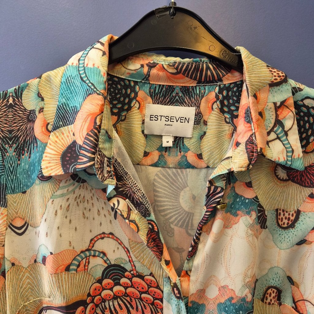 Est'Seven Paris maxi jurk maat M zakken & ceintuur art 51436, Maat 38/40 (M), Est'Seven, Blauw, .