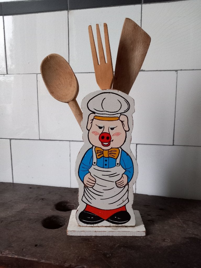 vintage jaren 50/60 houder voor pollepels varkentje curiosa, Ophalen of Verzenden