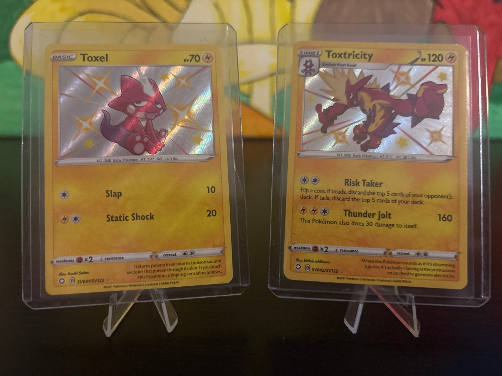 Shining Fates Pokémon Toxel en Toxtricity Shiny kaarten, Ophalen of Verzenden, Zo goed als nieuw, Meerdere kaarten, Foil