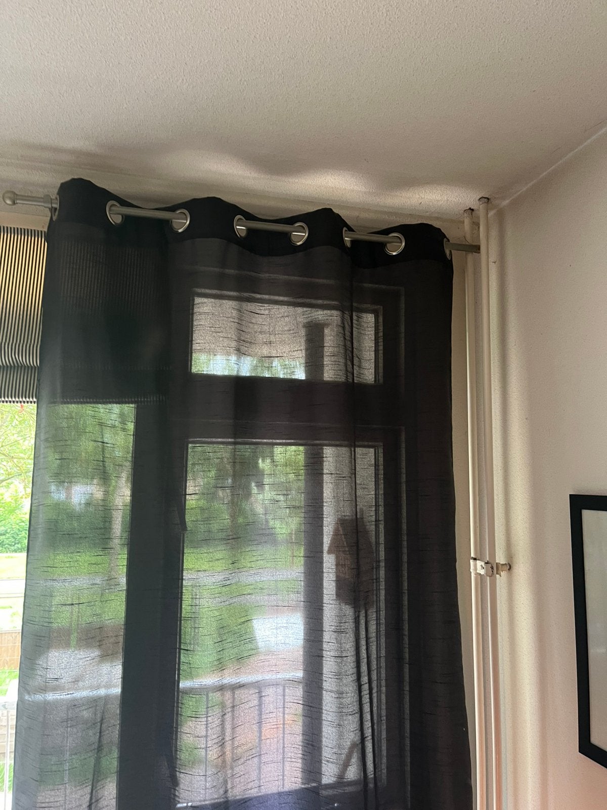 Zwarte vitrage, Huis en Inrichting, Ophalen of Verzenden, Gebruikt, Zwart, 200 cm of meer