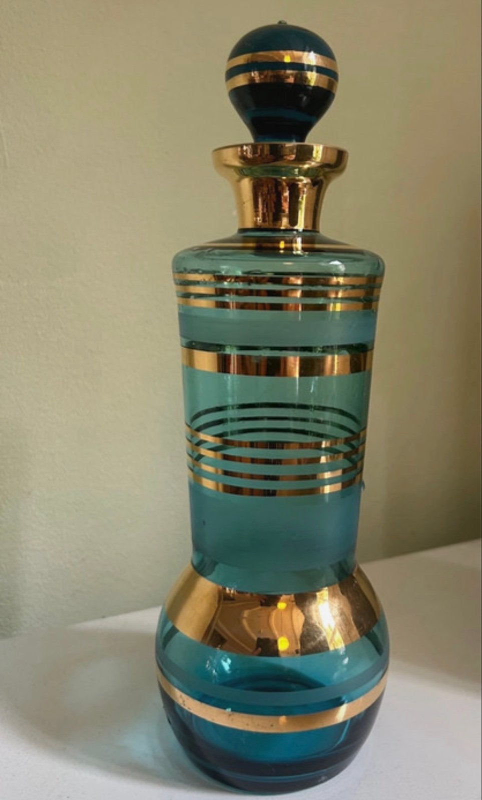 Vintage Glazen Karaf met Gouden Banden, Antiek en Kunst, Antiek | Vazen, Ophalen of Verzenden