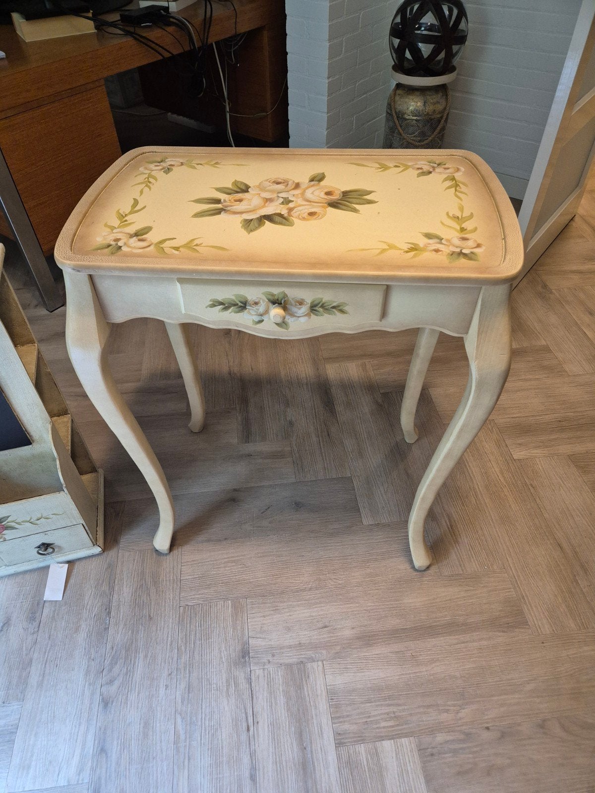 Romantische bijzettafel met hangkastje, Minder dan 55 cm, Gebruikt, Klassiek, Landelijk, Romantisch, Rechthoekig