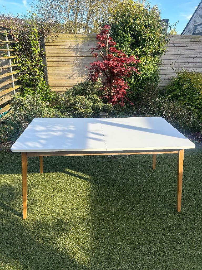 Uitschuifbare eettafel 200/160x90 wit, Huis en Inrichting, Tafels | Eettafels, Ophalen, Gebruikt, Modern strak, 50 tot 100 cm