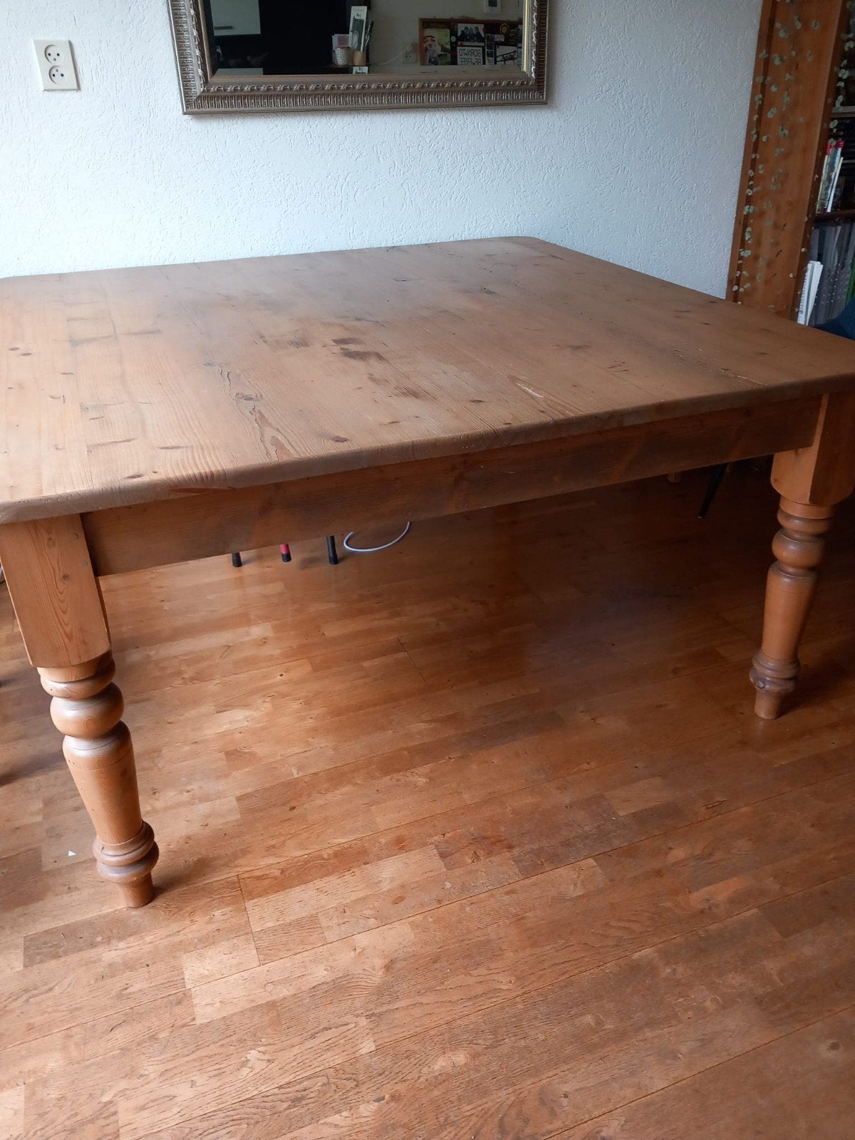 Grenen vierkante eettafel met lades, Ophalen