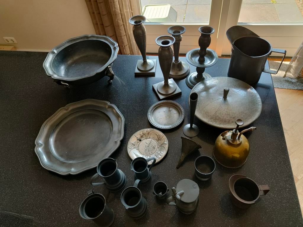 Diverse antieke tinnen voorwerpen - Collectie, Ophalen of Verzenden