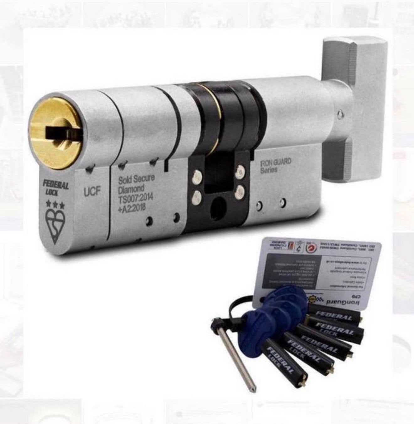 Federal 3* TS007 Eurocilinder draaiknop deurslot 5 sleutels, P, P, P, Nieuw