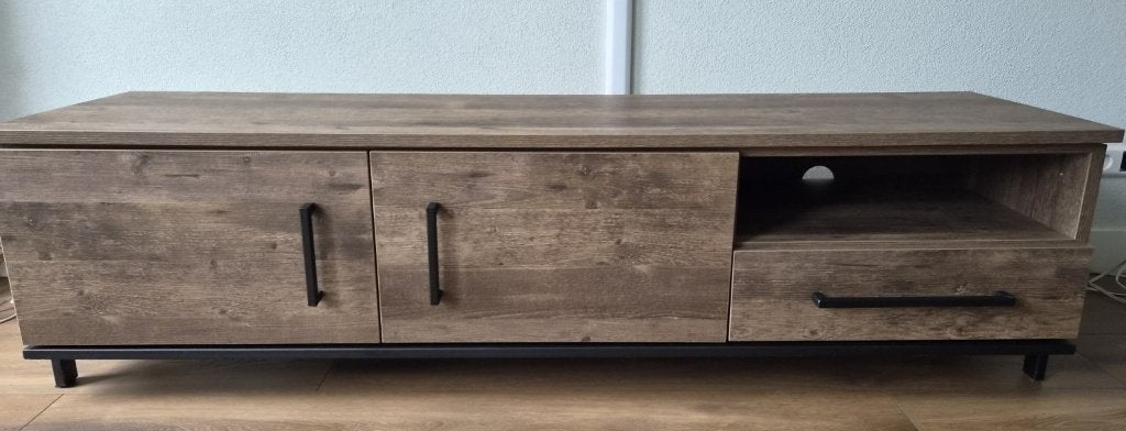 Woonexpress Middelburg TV-meubel 188 cm | Mokka Lamulux, Ophalen, Gebruikt, 150 tot 200 cm, Modern industrieel
