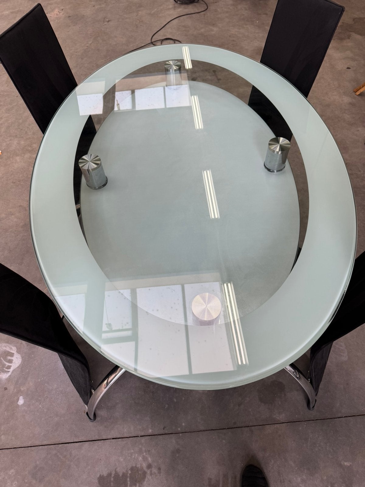 Glazen eettafel 160x108 cm inclusief 4 stoelen, Huis en Inrichting, Ophalen, Zo goed als nieuw, Rechthoekig, 50 tot 100 cm