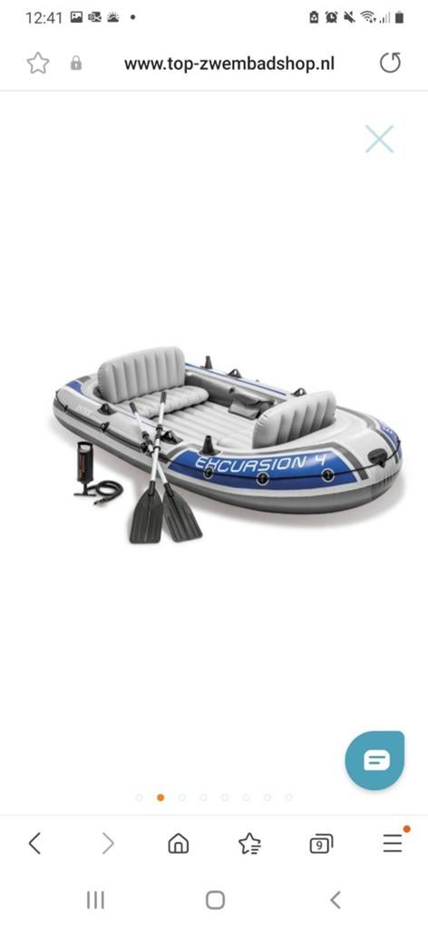 Intex Excursion 4 opblaasboot - 4 persoons, Watersport en Boten, Kano's, Ophalen, Opblaasbaar, Drie personen of meer, Overige typen
