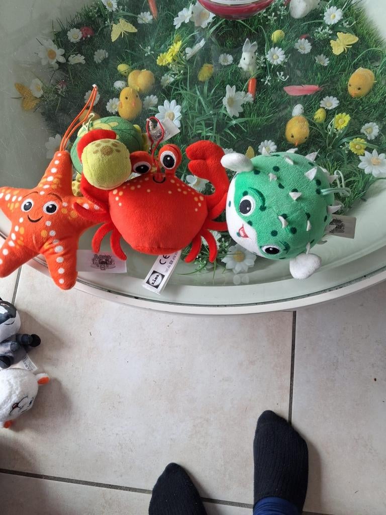 4 knuffels van de Aqua Mini's Lidl spaaractie, Overige karakters, Overige typen, Nieuw, Met label