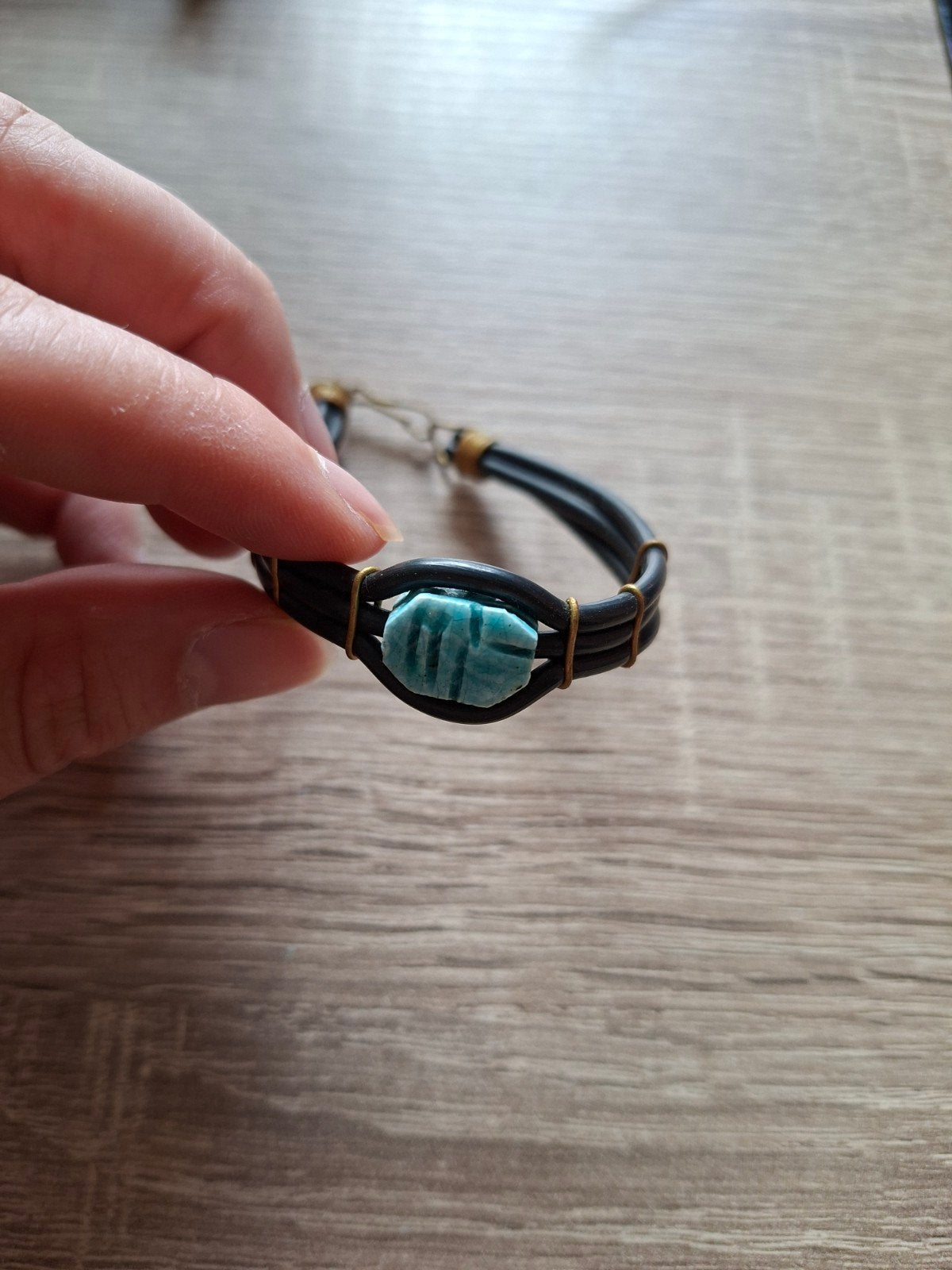 Armband met blauwe scarabee-bedel, Sieraden, Tassen en Uiterlijk, Armbanden, Ophalen
