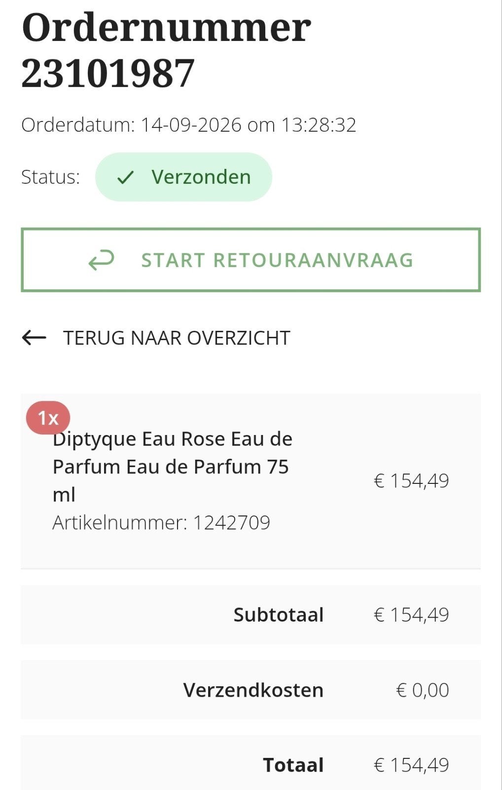 Foto 2 van Diptyque Eau Rose Eau de Parfum 75ml - Zo goed als nieuw
