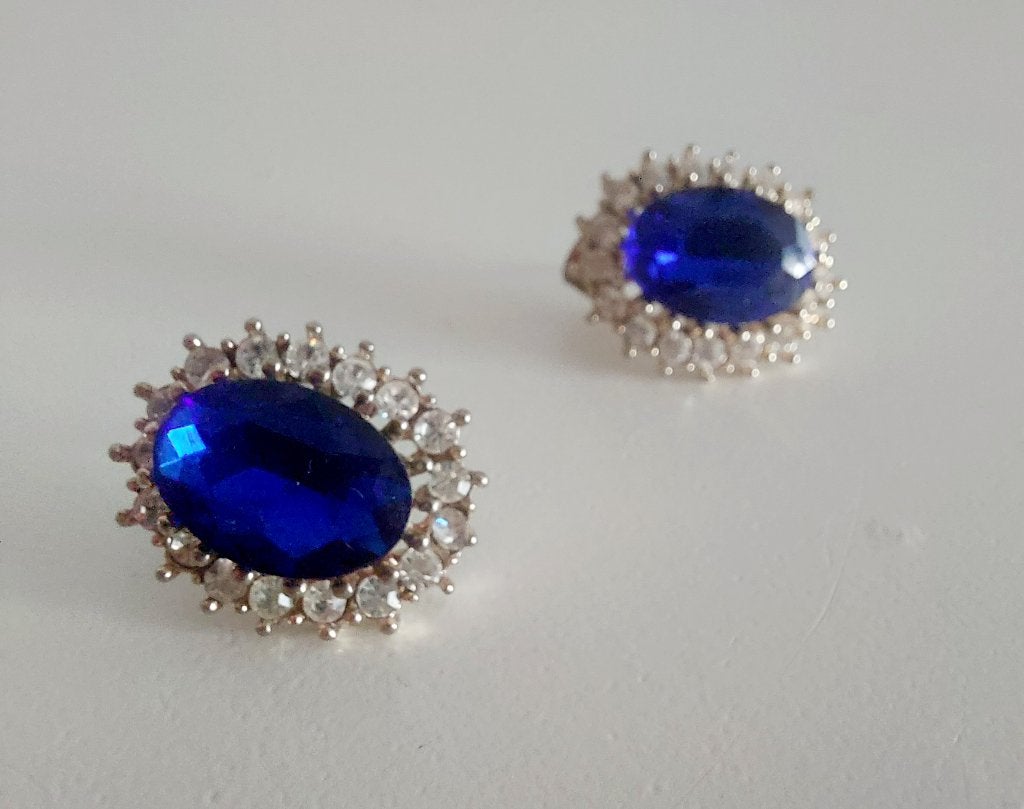 Oorbellen kleur blauw zilver 2 cm x 1,5 cm, Overige materialen, Blauw, Nieuw, Ophalen of Verzenden