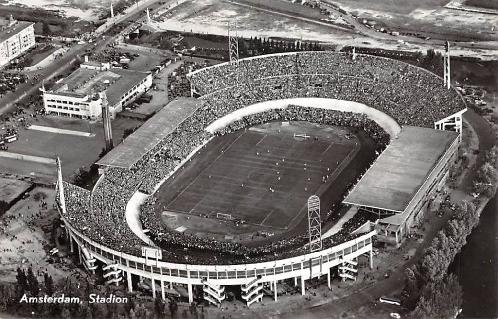 Amsterdam Stadion Olympisch stadion Luchtfoto Voetbal Soccer, Verzamelen, Ophalen of Verzenden, 1940 tot 1960, Ongelopen, Noord-Holland