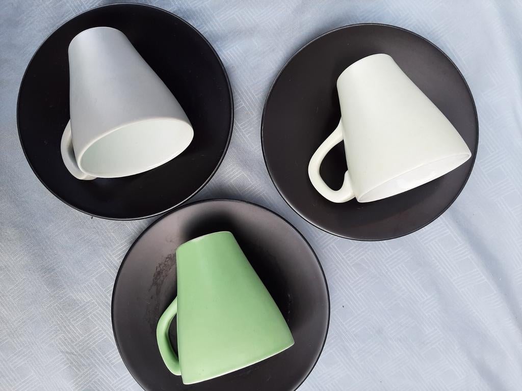 3 kleine kop schotels Goedewaagen/ zwart met pastel kleuren, Ophalen of Verzenden