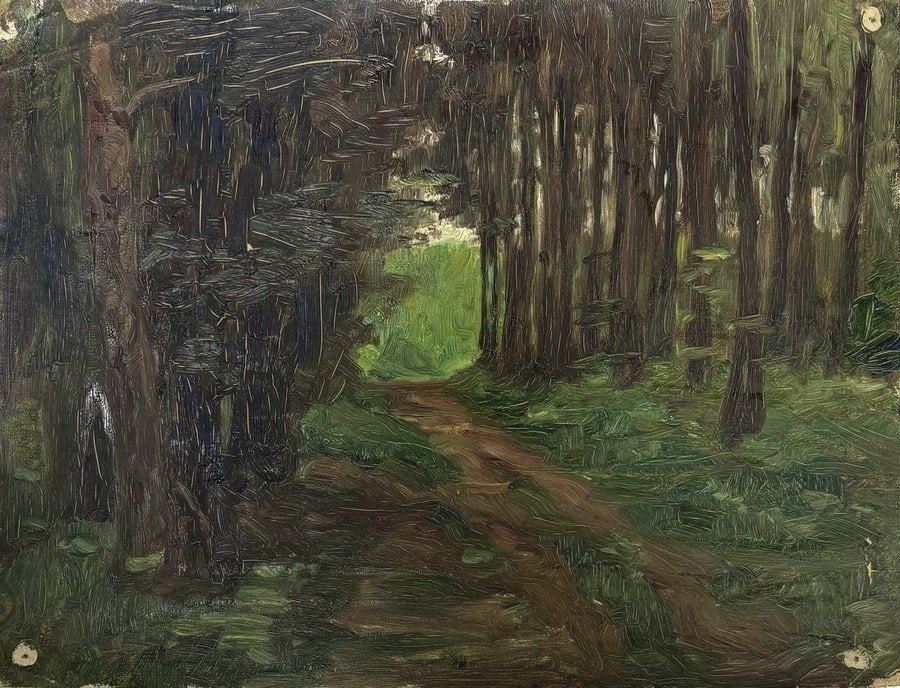 695. Schilderij, Reinhart Dozy – bosgezicht, ca.1900–1920