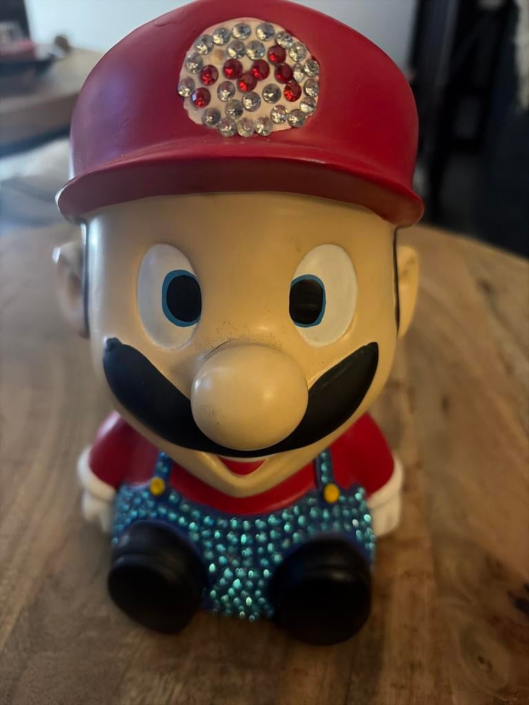 Super Mario spaarpot met bling, Ophalen, Gebruikt, Kunststof, Strip- of Tekenfilmfiguur