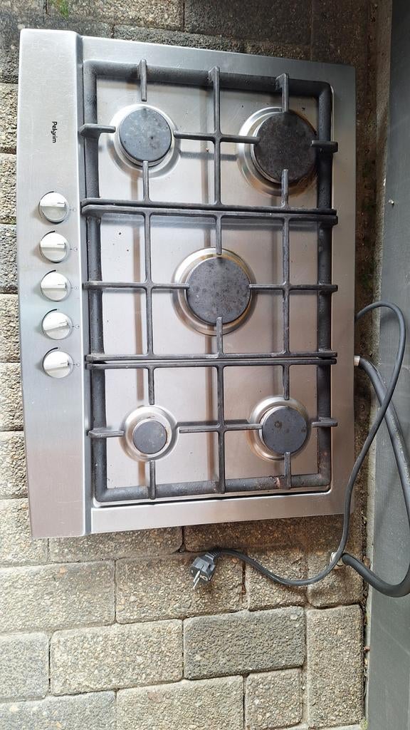 Pelgrim Gaskookplaat - 5 branders, RVS, Ophalen, Gebruikt, 4 kookzones, Inbouw