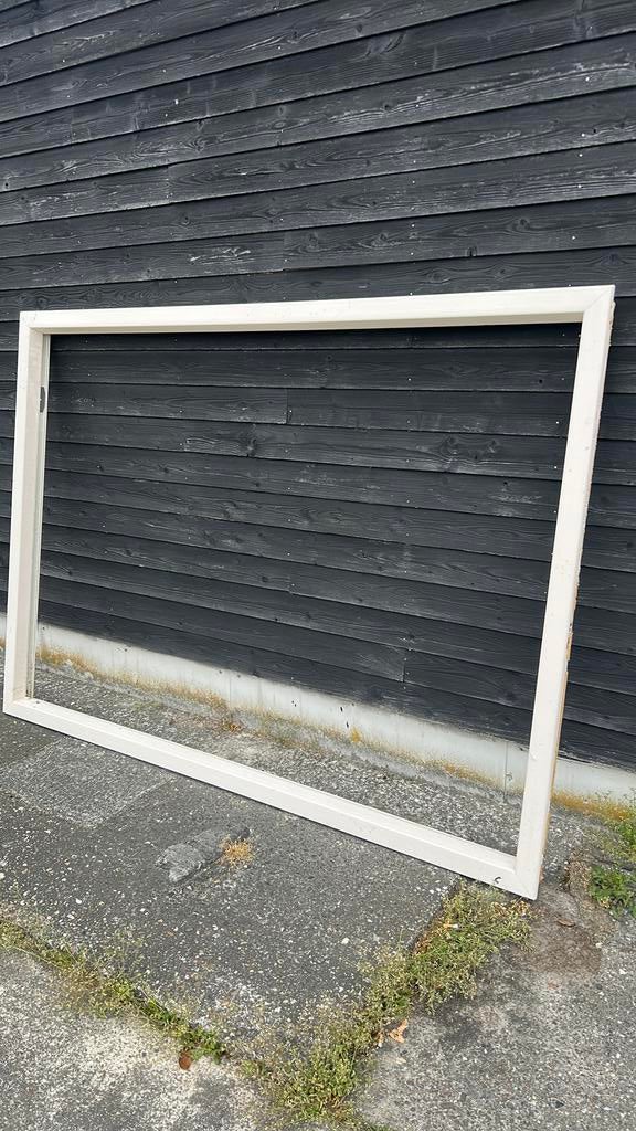 Kunstof  kozijn compleet met glas crème met houtnerf., Ophalen, Kunststof, Gebruikt, 150 tot 225 cm