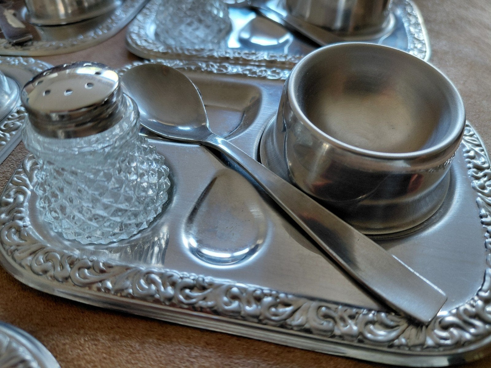 7 delig Vintage Eierdopjes Setje met Dienblad, zoutvaatje en, Ophalen of Verzenden