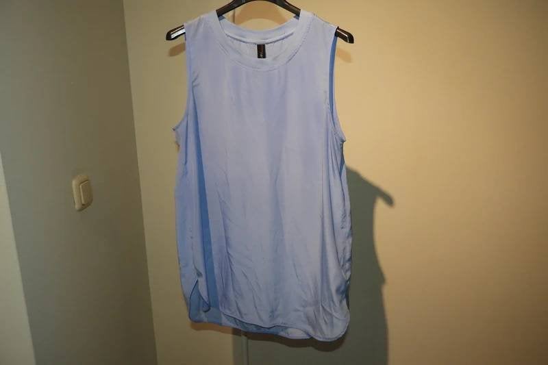 Marccain hemels blauwe top zijde achtig merk stof S/M