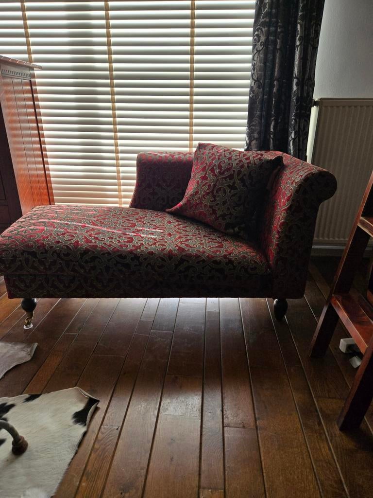 Mooie oude Engelse chaise longue op wieltjes, Ophalen, Gebruikt, Eenpersoons, 150 tot 200 cm