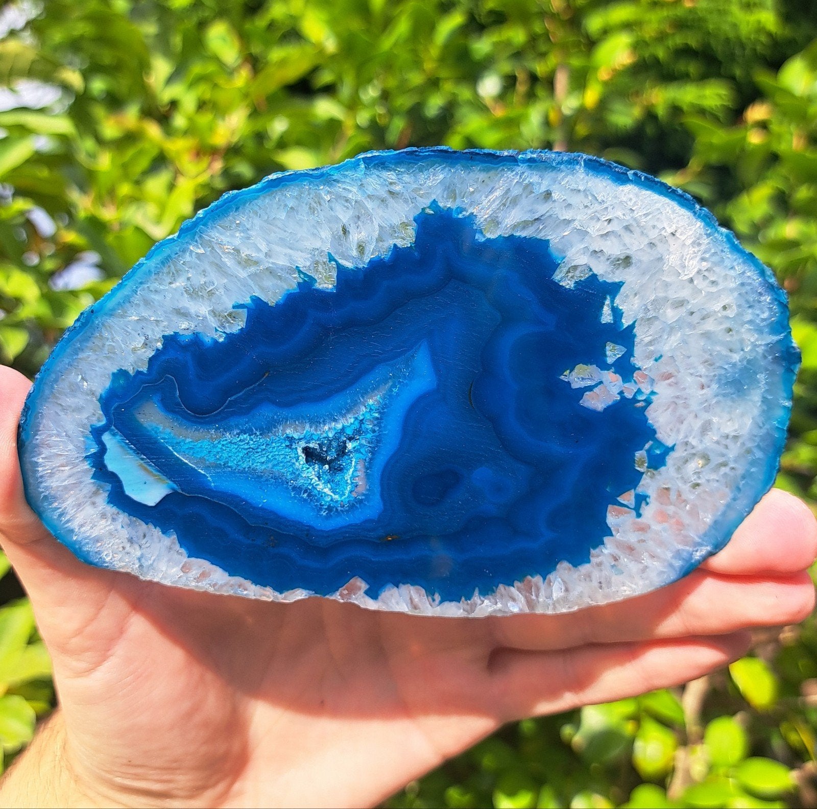 Agaat met druzy kristallen edelsteen schijf edelstenen, Ophalen of Verzenden