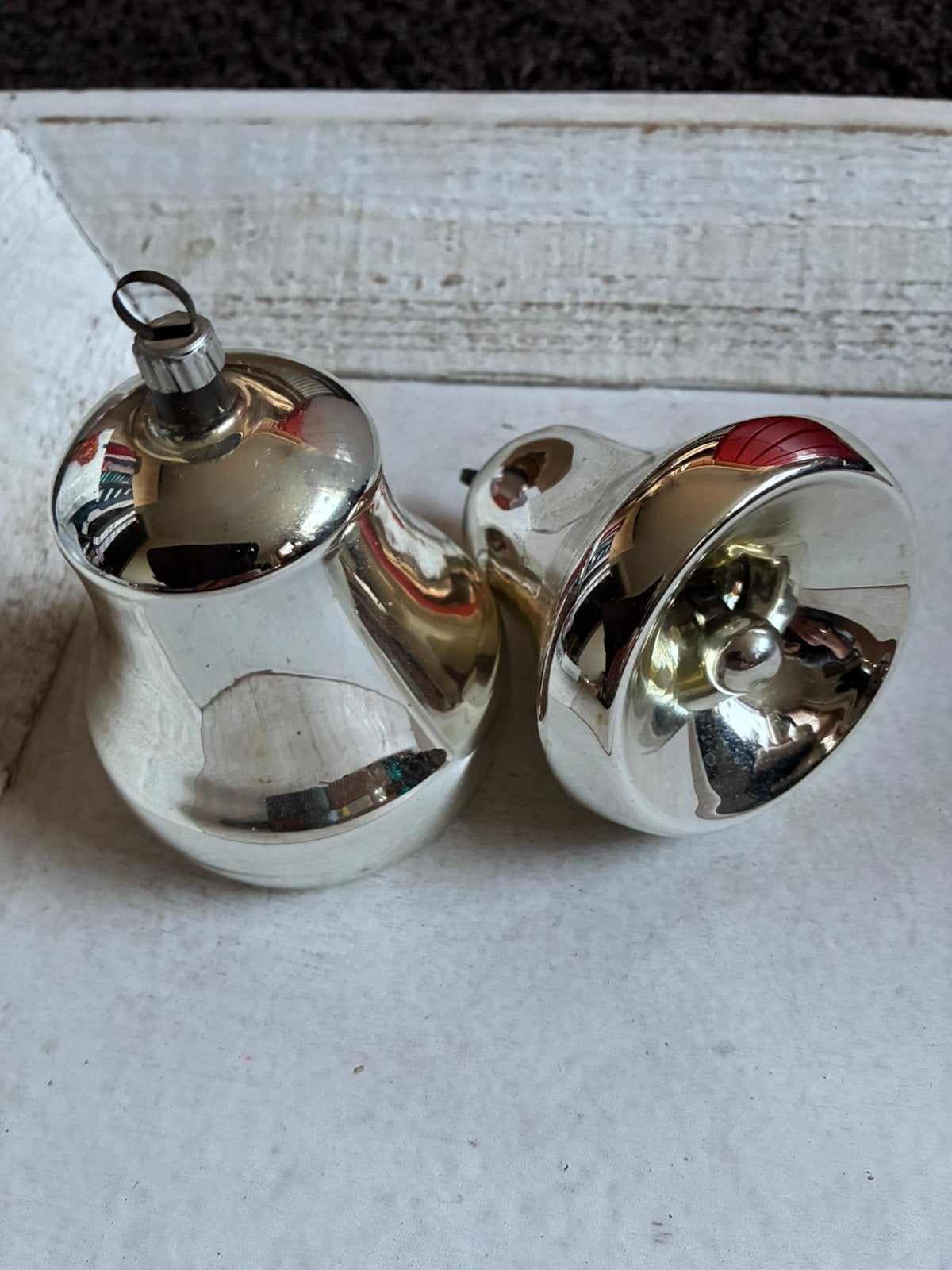 2 grote oude glazen kerstbal /klokken, Ophalen of Verzenden