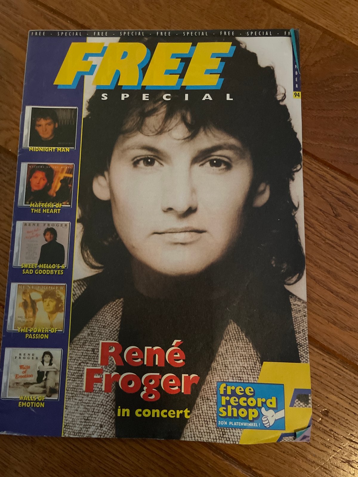 Free Special Magazine René Froger in concert 1994, Ophalen, Zo goed als nieuw, Artiest
