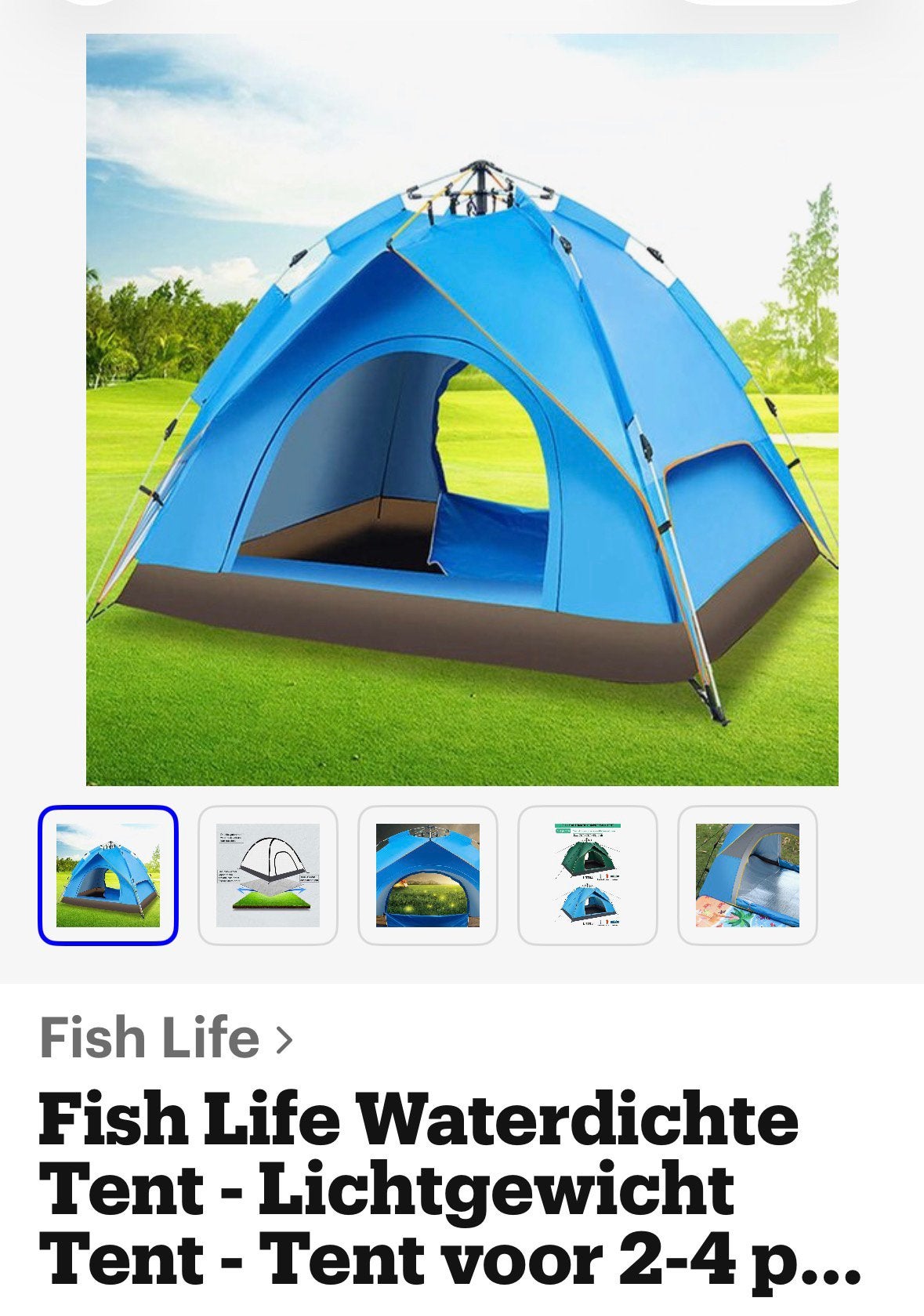 Tent Fish Life, Caravans en Kamperen, Tenten, Ophalen, Nieuw, Tot en met 4