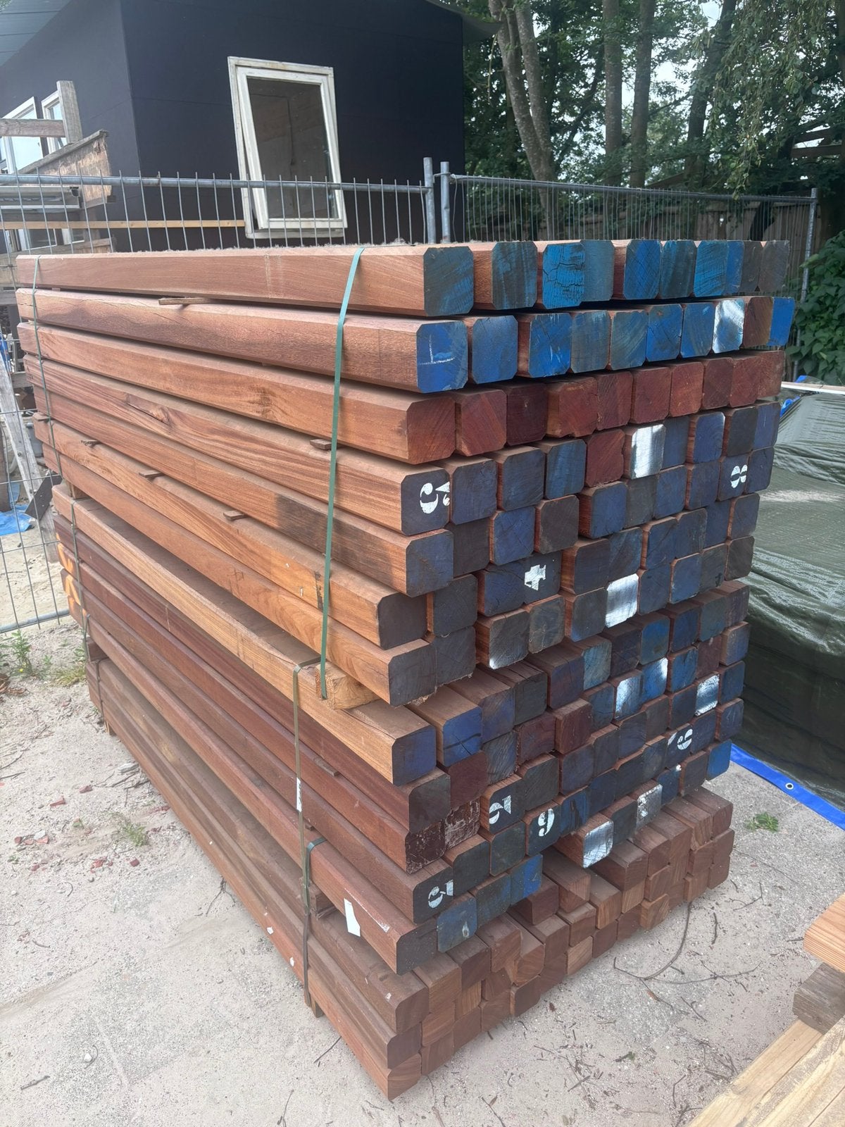 Hardhouten Okan paal / balk 94x94x2100mm, Ophalen, Nieuw, 250 cm of meer, Palen