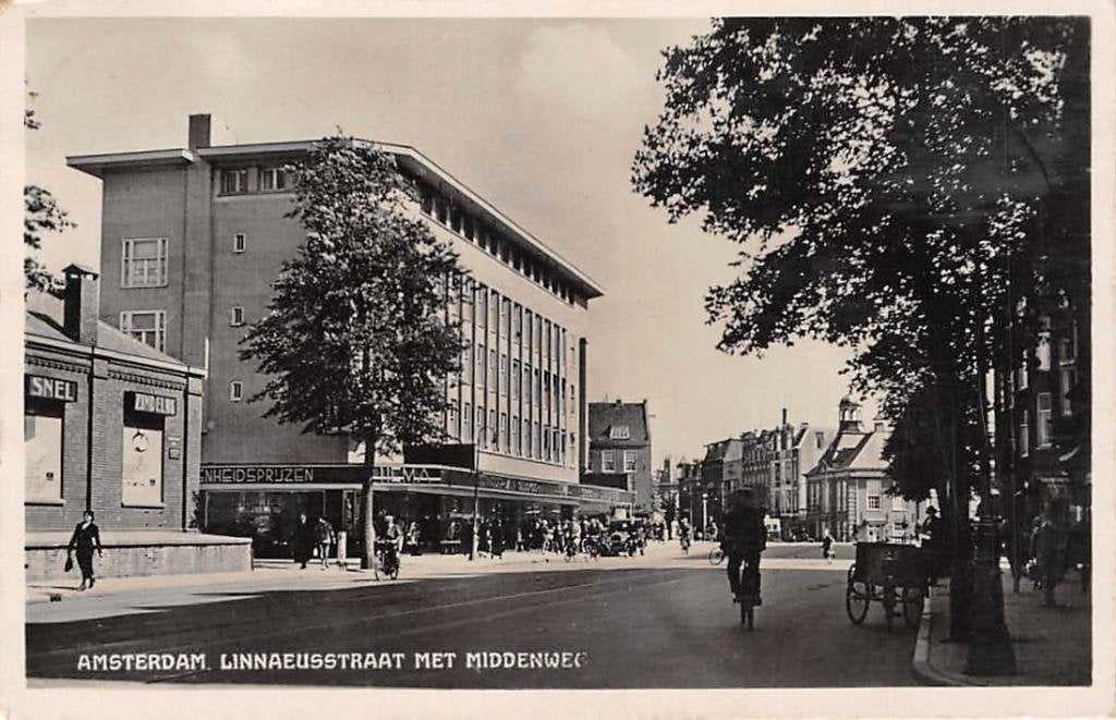 Amsterdam Oost Linnaeusstraat met Middenweg 1937, Verzenden, 1920 tot 1940, Gelopen, Noord-Holland