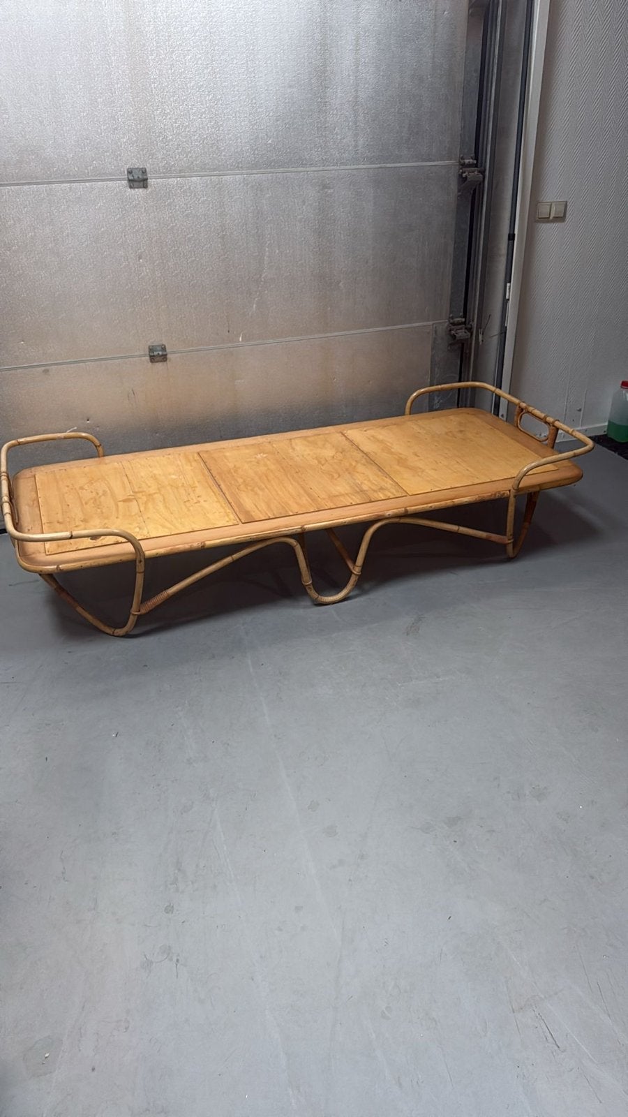 Vintage bamboe ligbed / daybed met matras, Ophalen