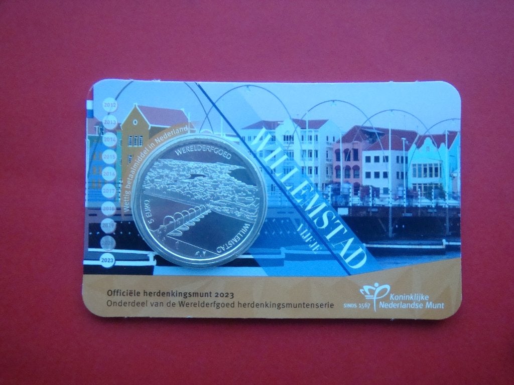 Nederland 5 Euromunt coincard Willemstad vijfje 2023., Verzenden, Koningin Beatrix, Euro's, Losse munt