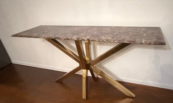 Side table goud- en marmerlook, Huis en Inrichting, Tafels | Sidetables, Ophalen, Gebruikt, Rechthoekig