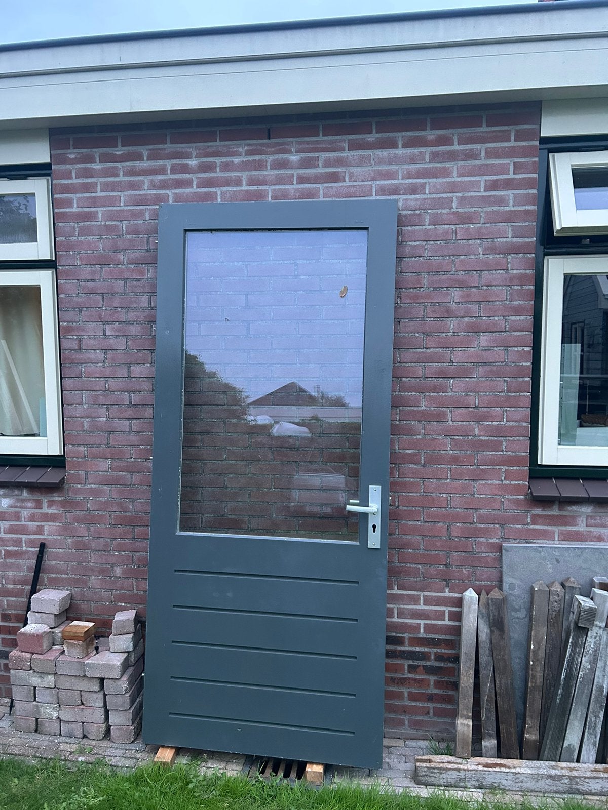 Buitendeur met kozijn, Gebruikt, 215 cm of meer, Buitendeur, Hout