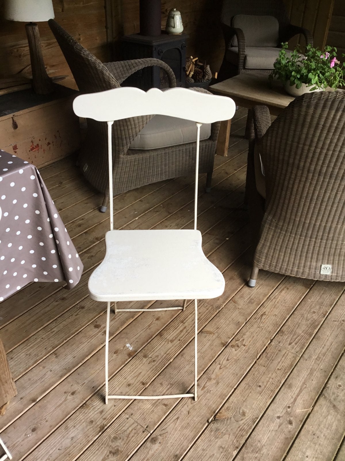 Vintage Witte Klapstoelen- Tuinstoelen 6 stuks, Huis en Inrichting, Ophalen, Gebruikt, Wit, Metaal