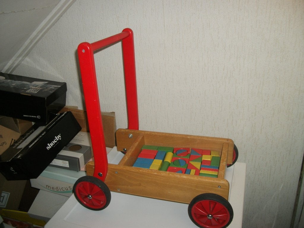 Loopkar met blokken, Kinderen en Baby's, Speelgoed | Houten speelgoed, Ophalen, Gebruikt