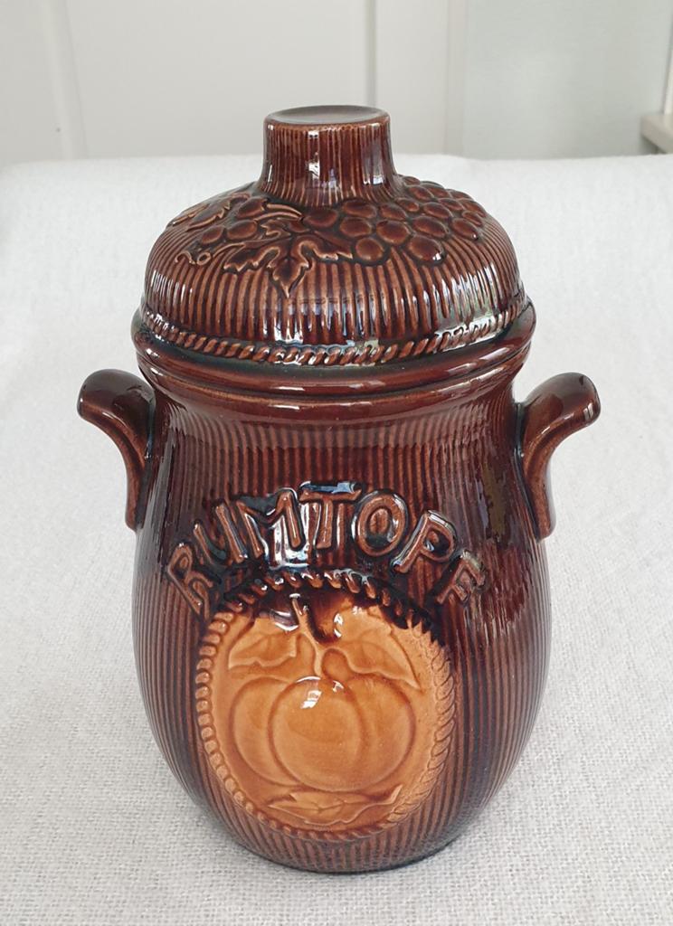 Vintage West Germany Rumtopf 801-28 - Bruin/Geel, Antiek en Kunst, Antiek | Keramiek en Aardewerk, Ophalen of Verzenden